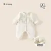 Roupas de Inverno Bonsun Baby com Bordas Desfiadas, Macacão Estilo Chinês, Vestido de Primeiro Aniversário, Roupas de Inverno para Meninas, Novo Macacão Estilo Chinês para Meninos