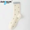 Calcetines Zobalen para mujer de primavera y otoño hasta la pantorrilla, estilo japonés, algodón puro, encaje bonito, calcetines blancos holgados, calcetines versátiles de moda para estudiantes
