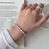 Pulsera de Plata Esterlina S925 con Perla Gris Natural de Agua Dulce para Mujer, Diseño de Nicho de Lujo Accesible Retro Francés, Pulsera Popular Ins