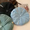 Boina Jeans Lavada Diária Vintage Desgastada para Mulheres, Circunferência da Cabeça Grande, Sensação de Alto Padrão, Chapéu Octogonal Respirável
