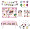 Decorações de festa de aniversário Amazon tk, louça descartável, gato kt, Kuromi, Sanrio, faixa de bandeirinhas, topo de bolo