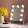 Espejo de maquillaje Hollywood de 9 bombillas giratorio 360 grados luz de 3 colores regulable led espejo de tocador con luz Espejo de belleza
