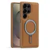 Para Samsung S25 EDGE Silver Shield Magnetic Bracket Phone Case s24Ultra Couro Resistente a quedas S23p Capa protetora