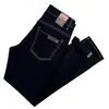 Jeans Preto de Alta Qualidade para Homens, Nova Coleção Primavera/Verão, Marca da Moda, Cintura Média, Elástico, Skinny Ajustado, Calça Longa Versátil