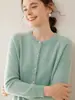 Cárdigan de cachemira con cuello redondo para mujer, cachemira fina de color liso, tejido suelto, chaqueta suéter, estilo ajustado
