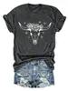 Amazon eBay tienda independiente moda casual para mujer patrón de cabeza de vaca flor estrella algodón manga corta camiseta camisa base para exportación