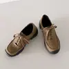 Zapatos Casuales de Suela Gruesa, Zapatos Deportivos, Zapatos de Vestir para Mujer, Nuevo Estilo Primavera 2026, Versátiles de Tacón Medio con Cordones, Cuero Genuino Transpirable, Zapatos Birkenstock