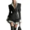 Vestido Blazer Elegante de Nuevo Estilo Europeo y Americano para Viajes de Negocios 2026 con Retazos Únicos y Bloques de Color Vestido de Manga Larga para Mujer, Hecho a Medida