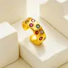Tienda de Oro Mismo Estilo Oro Antiguo Anillo de Zirconia de Color Dopamina para Hombres y Mujeres, Estilo Europeo y Americano, Alta Calidad, Color Duradero, Joyería de Anillo que No se Desvanece