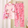 Amazon 2025 Novo Pijama Infantil Meninas Primavera e Outono Manga Longa Crianças Meninas Meninos Crianças Médias e Grandes Roupas de Casa de Outono