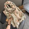 Corea del Sur Otoño e Invierno Nuevo Bufanda de Cachemira de Moda Gato para Mujer Coreana Estampada Elegante Cálida para el Cuello Chal para Aire Acondicionado