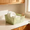 Cesta de Almacenamiento de Plástico Calada para Snacks y Artículos Varios Cesta de Almacenamiento de Frutas y Verduras para Cocina Doméstica Cesta de Almacenamiento para Artículos de Tocador