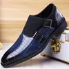 Zapatos de Cuero Casual de Negocios de Venta Directa al por Mayor de Talla Grande Transfronterizos para Hombre, Mocasines de Punta Puntiaguda con Estampado de Cuadros, Zapatos de Cuero Formales, Tallas 47-48