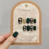 [handmade nail art] esmeralda rombo puro handmade usando unha suave nail art net vermelho falso unha patch atacado
