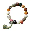 Pulsera Étnica de Hueso Estilo Xizang con Accesorios de Cuentas Dzi para Mujeres y Hombres, Adecuada para Regalo o Venta al por Mayor