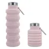 Garrafa de água esportiva dobrável e retrátil de silicone platinado, com grande capacidade, vendida diretamente da fábrica.