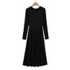 Vestido de malha com gola redonda e manga longa para outono e inverno de 2023, feminino, outono, elegante, estilo ligeiramente maduro, cintura alta, caimento justo, emagrecedor, vestido interno