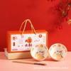 Vajilla Gran Naranja Gran Fortuna Vajilla de Porcelana Creativa de Alta Gama Souvenir Caja de Regalo Práctica y Elegante Regalo para Eventos Juego de Tazón y Palillos