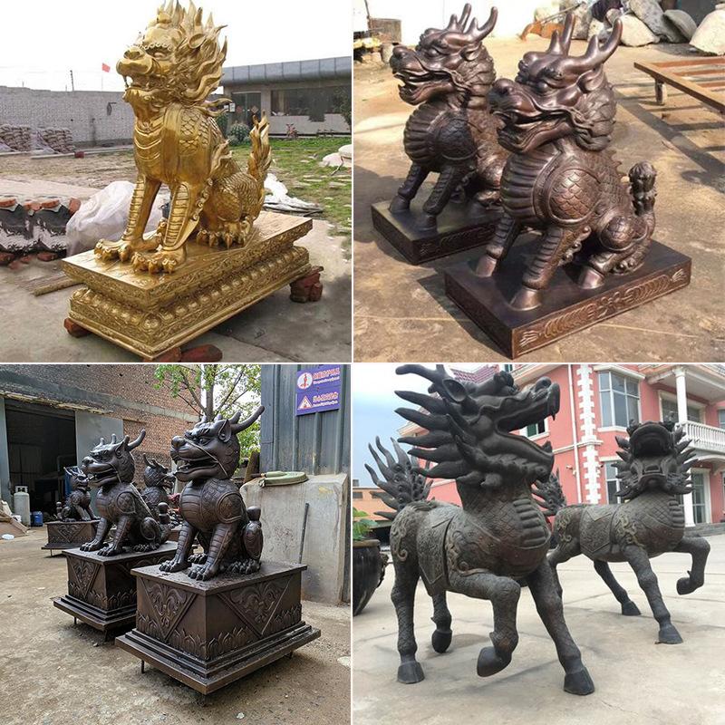 铜麒麟镇宅摆件