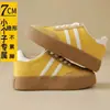 Persona baja 7cm~Aumentador de altura rojo Zapatos de entrenamiento alemanes para mujer 2026 Otoño nuevo retro suela gruesa casual cuero suave zapatos de plataforma