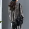Nuevo Cardigan de Algodón Lino a Cuadros Abotonado con Cordón en el Dobladillo, Top Chaqueta a Cuadros, Camisa para Mujer, Colección Primavera/Verano 2026