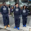 Aliexpress Moda Transfronteriza Estilo Hip-Hop Americano High Street Ropa de Pareja Deportiva Cierre Cardigan Sudadera con Capucha y Pantalones Deportivos Pintados a Mano