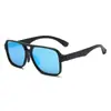 Gafas de Sol Europeas y Americanas Personalizadas de Nuevo Estilo, Gafas de Sol Coloridas de Moda para Hombres y Mujeres, Montura Cuadrada de Doble Puente, Gafas de Sol Populares de Estilo Urbano