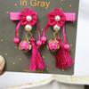 Ano Novo estilo vermelho antigo borla hairpin crianças Hanfu hairpin cocar meninas retro arco hairpin acessórios para o cabelo