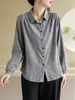 Camisa base de manga larga original de doble capa para mujer, color liso, a rayas, estilo vintage