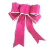 Pingente de Laço Grande Vermelho e Dourado de Natal 25cm Decoração de Árvore de Natal Arranjo Enfeites Pendurados Suprimentos de Laço de Natal
