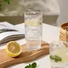 Caneca de chá de vidro em relevo vintage transfronteiriça com tampa de madeira transparente para café com leite caneca de uísque cerveja de alto valor