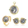 Moda europea y americana transfronteriza nuevo traje de joyería de moneda antigua de plata de ley conjunto de tres piezas europeo y americano estilo étnico joyería de plata chapada en oro