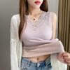 Camisole Feminina Nova Estilo Outono e Inverno 2026, Espessa com Forro de Lã, Renda, Camada Dupla, Top Slim Fit, Camada Base