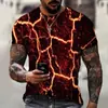 Comercio Exterior Aliexpress Amazon Suministro Camiseta Estampada Magma 3D Nueva Moda Verano Hombre Camiseta al por Mayor Tendencia y Fresca