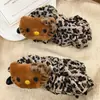 Grampo de Banana Estampado de Leopardo Gatinho Doce e Descolado para Meninas 2025 Novo Grampo Vertical Plissado Multicamadas para Rabo de Cavalo Grampo de Cabelo na Parte de Trás da Cabeça
