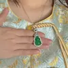 Collar para mujer con colgante bañado en plata con figura de Buda de calcedonia blanco hielo, diseños de hoja y calabaza, ágata y jade de Maitreya