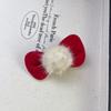 Pinza para el pelo de bola de pelo estilo Chanel para niños, pinza de coleta navideña de lazo para otoño e invierno, pinza para flequillo, clip rojo pequeño de Año Nuevo