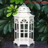 Portavelas Chino Retro Estilo Europeo Lámpara de Viento de Piso para Patio Exterior Linterna Arte en Hierro Vidrio Lámpara Portátil Decoración de Hotel