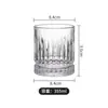 Copo de Vidro Retrô com Listras Verticais e Padrão de Diamante, Copo de Whisky para Bar, Copo Long Drink para Cocktail Gravado com Listras, Copo Colin
