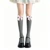 Calcetines de Terciopelo Estilo Japonés Jk con Lazo Azul Transpirables Moda para Chica Hasta la Rodilla Terciopelo Media Pantorrilla Lolita