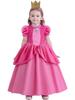 Vestido de Princesa Peach de Super Mario Vestido Largo para Niñas Vestido de Princesa Peach