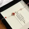 Pulseira Original Ruyi Trevo de Quatro Folhas Feminina Prata Esterlina Estilo Nacional Retrô Novo Chinês Jade Ágata Vermelha Pulseira para Cabelo