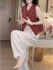 24207 Da Ai Mei Yi Yuan Verano 2026 Nuevo Chaleco sin Mangas de Color Sólido Elegante Pantalones Casuales de Moda para Mujer