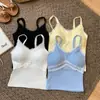 Camisola balletística delicada e sexy com renda emendada, versátil com bojos embutidos, top de alça fino estilo coreano para usar como outer or underwear
