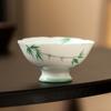 Taza de pie alto de bambú verde pintada a mano de fábrica, taza de té pequeña, exquisita taza maestra, taza individual, porcelana blanca Dehua, juego de té kung fu, taza de té