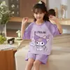 Pijama Infantil de Verão, Shorts de Manga Curta para Meninas, Roupa Externa Fina e Fofa de Desenho Animado para Meninas de Meia-Idade e Mais Velhas Conjunto de Roupas para Casa