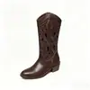 Reino UnidoEn StockBotines/Botas Largas Calados para Mujer, Estilo Étnico Vintage, Modelo Nuevo, Botas de Motocicleta de Suela Gruesa hasta la Mitad de la Pantorrilla