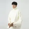 Suéter de cuello alto para hombre para otoño e invierno, tejido de punto base engrosado, estilo casual holgado de manga larga para adolescentes, suéter de capa interior para hombre