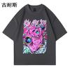 Camiseta de algodón lavada antigua de Independent Station para hombre, de manga corta, estilo americano, estilo urbano, estilo retro de verano, estilo hip hop, informal, de comercio exterior