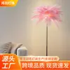 Lámpara de pie de plumas transfronteriza con un toque de alta gama para sala de estar y dormitorio, lámpara de noche estilo ins, lámpara de plumas decorativa para fondo de sofá y transmisión en vivo